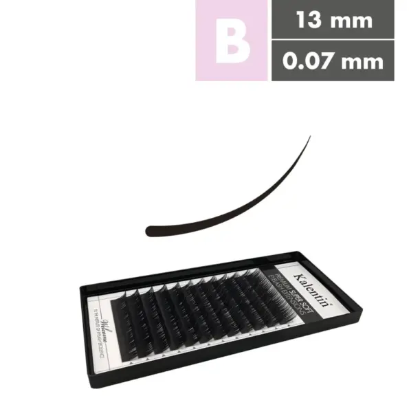 Kalentin Extensiones De Pestañas Clásicas Curva B 0,07 13mm Kalentin Extensiones De Pestañas Clásicas Curva B 0,07 13mm